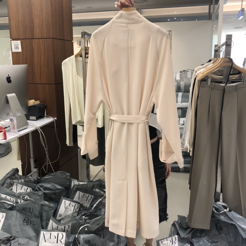 MER東大門㊣直郵女士新品25秋冬職業人氣休閑長款風衣含腰帶MER/ANGELO BIANCO長款風衣