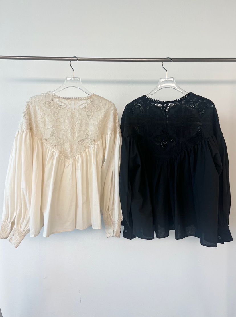 FABRIC韓國代購㊣女士新品真品熱賣推薦襯衫蕾絲衫復古蕾絲FABRIC襯衫/蕾絲衫