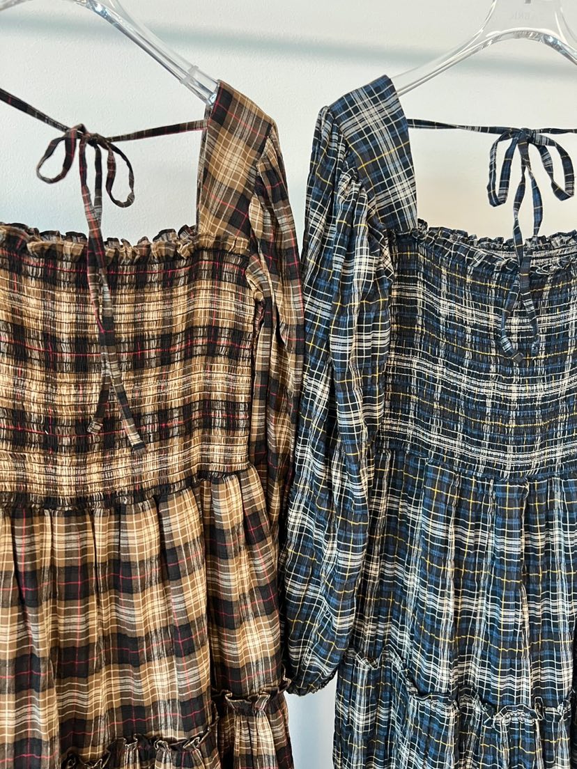 FABRIC東大門㊣代購女裝新款25秋冬人氣職業真品連衣裙格紋FABRIC連衣裙
