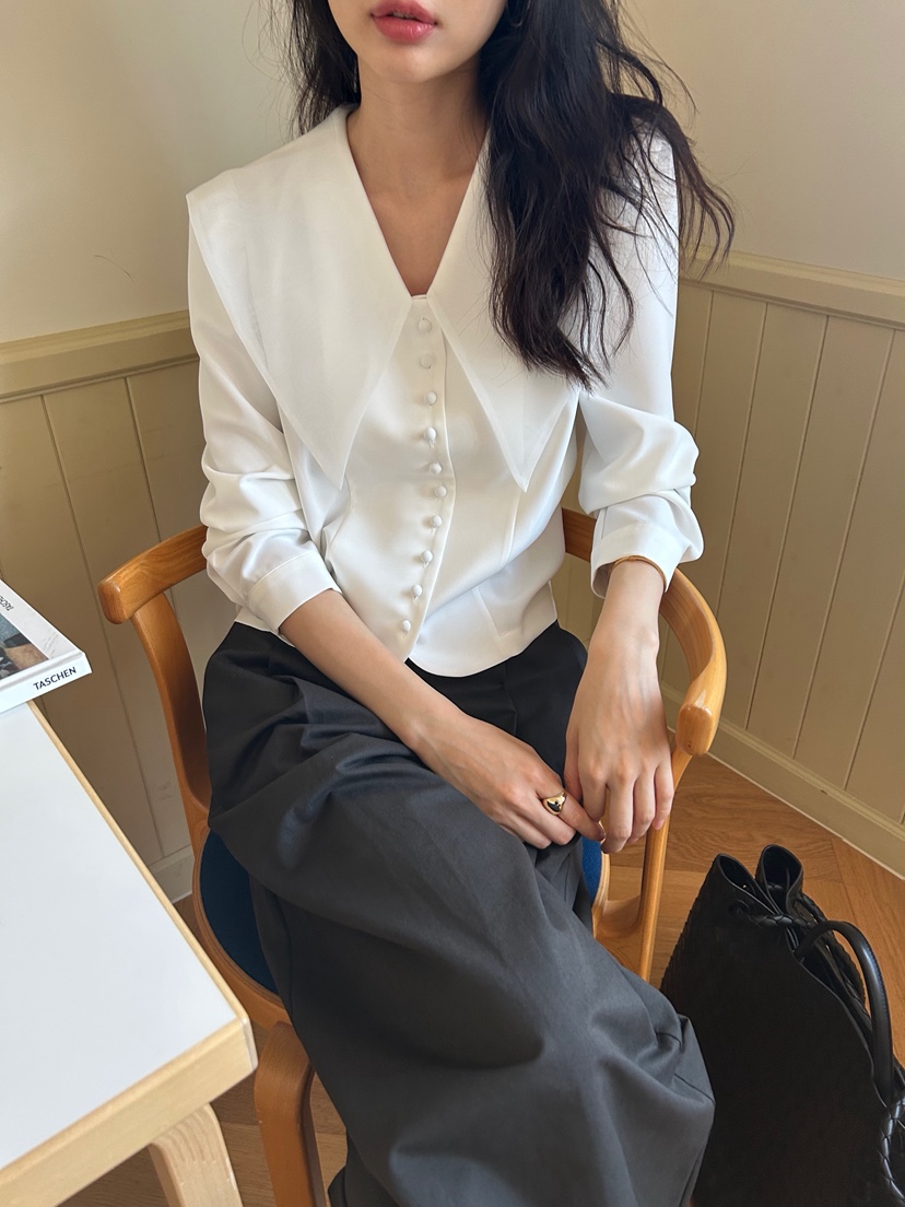 ME MO韓國代購㊣女裝新款25秋冬人氣休閑職業推薦襯衫蕾絲衫ME MO襯衫/蕾絲衫