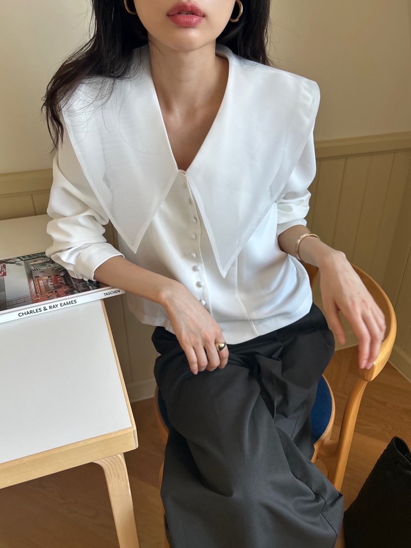 ME MO韓國代購㊣女裝新款25秋冬人氣休閑職業推薦襯衫蕾絲衫ME MO襯衫/蕾絲衫