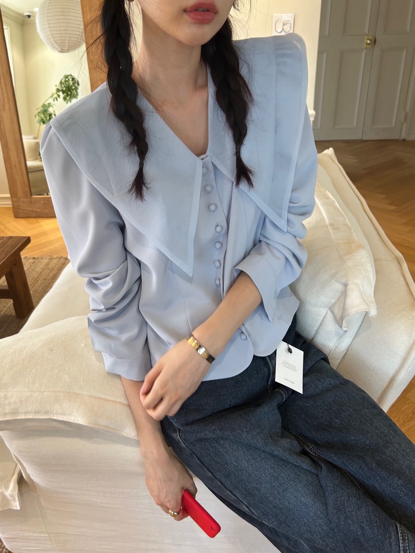 ME MO韓國代購㊣女裝新款25秋冬人氣休閑職業推薦襯衫蕾絲衫ME MO襯衫/蕾絲衫