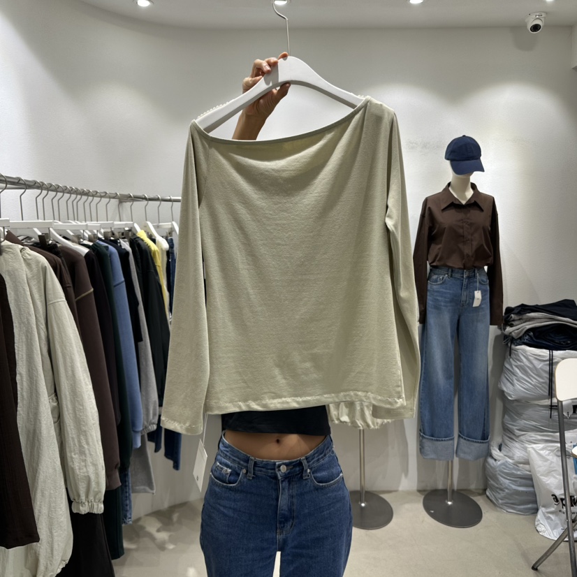 INNI韓國代購㊣女士新品人氣推薦職業25秋冬時尚熱賣長袖T恤inni長袖T恤