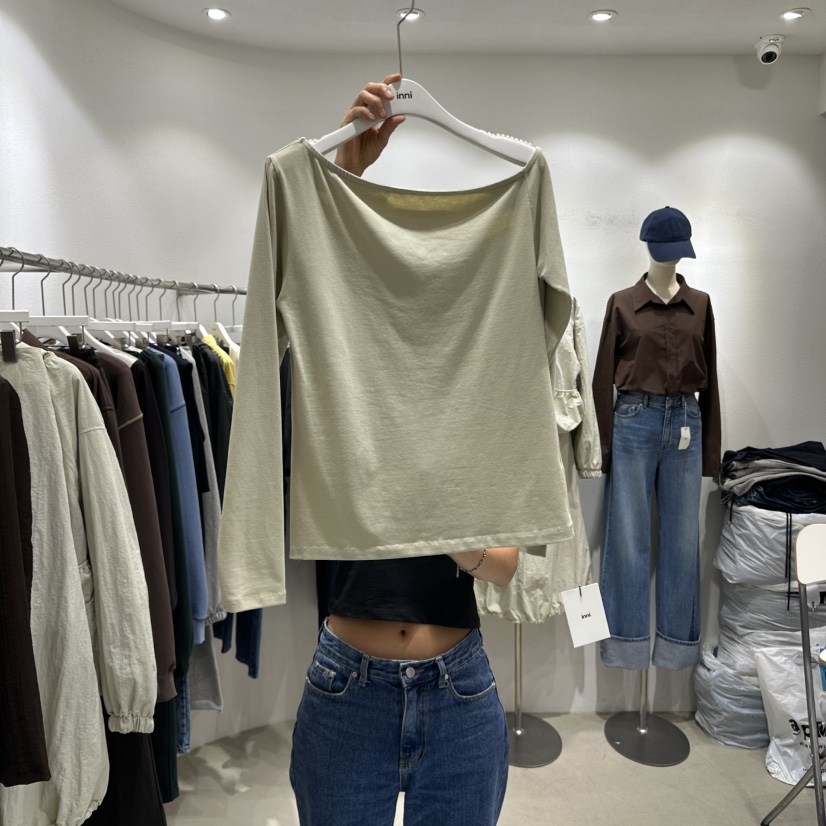 INNI韓國代購㊣女士新品人氣推薦職業25秋冬時尚熱賣長袖T恤inni長袖T恤