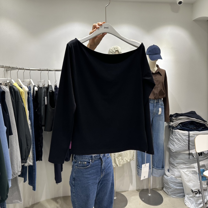 INNI韓國代購㊣女士新品人氣推薦職業25秋冬時尚熱賣長袖T恤inni長袖T恤圖色4
