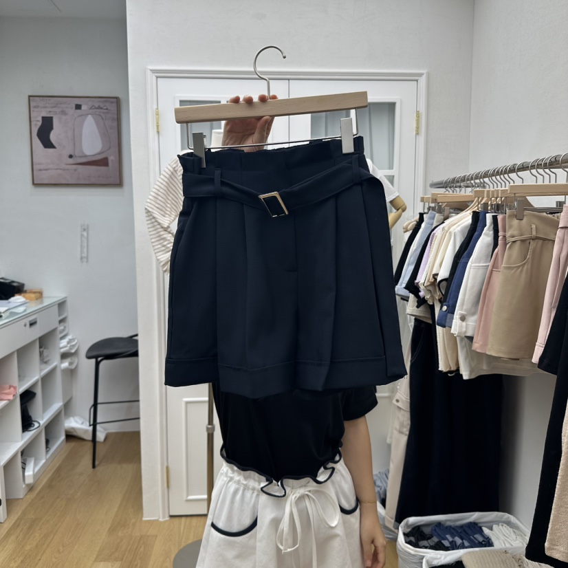 RE:FRESH-L東大門㊣代購女裝新品25秋冬人氣休閑短褲含腰帶RE:FRESH短褲圖色3