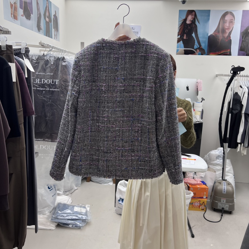 SOLD OUT東大門㊣代購女士新款推薦職業熱賣25秋冬夾克粗花呢SOLD OUT夾克