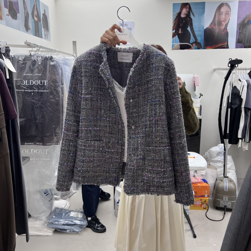 SOLD OUT東大門㊣代購女士新款推薦職業熱賣25秋冬夾克粗花呢SOLD OUT夾克