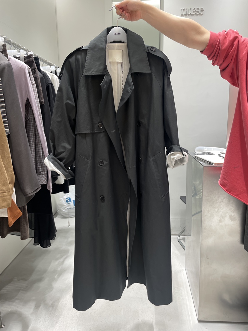 NUESE東大門㊣代購女士新品推薦真品時尚人氣長款風衣含腰帶NUESE長款風衣圖色2
