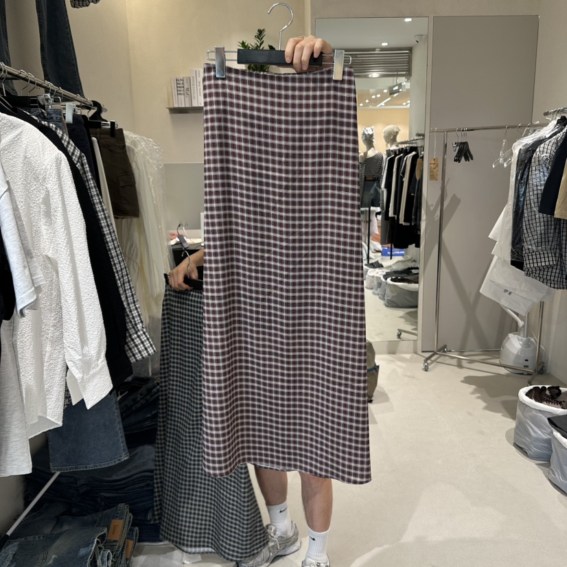 MEMO CLASSIC東大門㊣實拍女裝新品推薦時尚真品休閑長裙格紋MEMO CLASSIC長裙圖色1