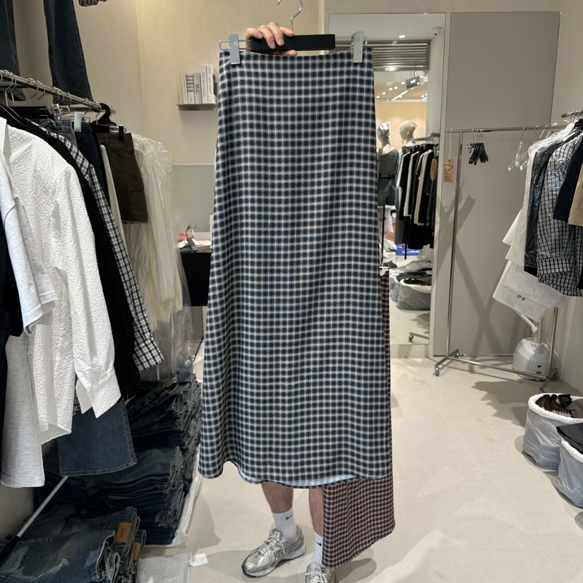 MEMO CLASSIC東大門㊣實拍女裝新品推薦時尚真品休閑長裙格紋MEMO CLASSIC長裙圖色2