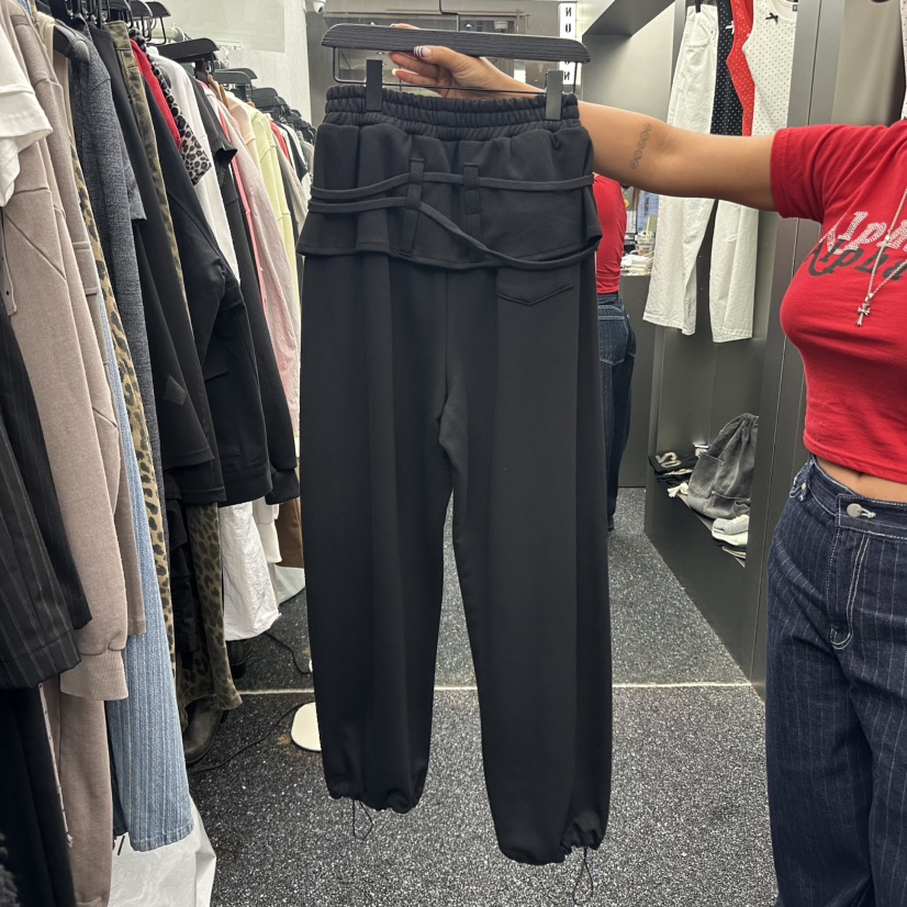 NUEUN東大門㊣代購女裝新品熱賣休閑時尚職業人氣休閑褲腰帶NUEUN/SEEOT休閑褲