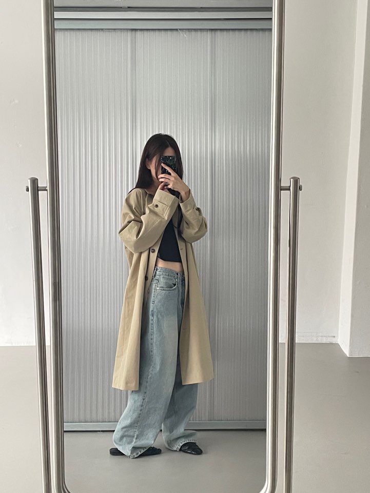 BOUTIQUE SEOUL-P東大門㊣直郵女士新品推薦真品長款風衣ANDMORE BUTTON長款風衣