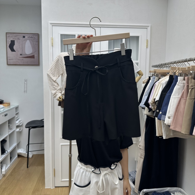 RE:FRESH-L東大門㊣代購女士新品25秋冬人氣短褲含腰繩兔子RE:FRESH短褲圖色3