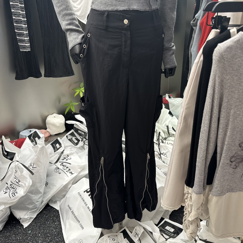 NUEUN東大門㊣代購女士新款推薦熱賣時尚休閑休閑褲拉鏈喇叭NUEUN/SEEOT休閑褲圖色2