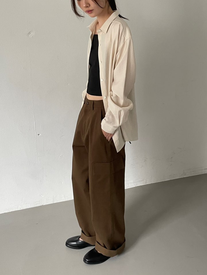 BOUTIQUE SEOUL-P東大門㊣代購女士新款休閑熱賣休閑褲口袋ANDMORE BUTTON休閑褲