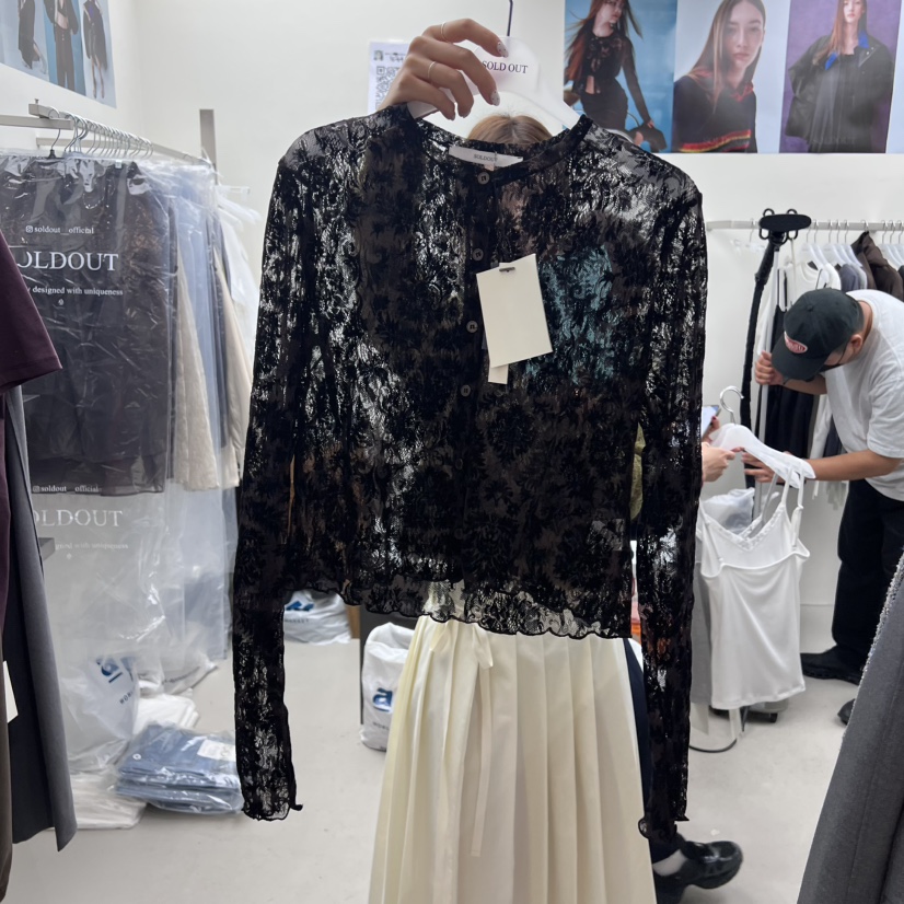 SOLD OUT東大門㊣實拍女裝新品25秋冬推薦襯衫蕾絲衫蕾絲開衫SOLD OUT襯衫/蕾絲衫圖色1