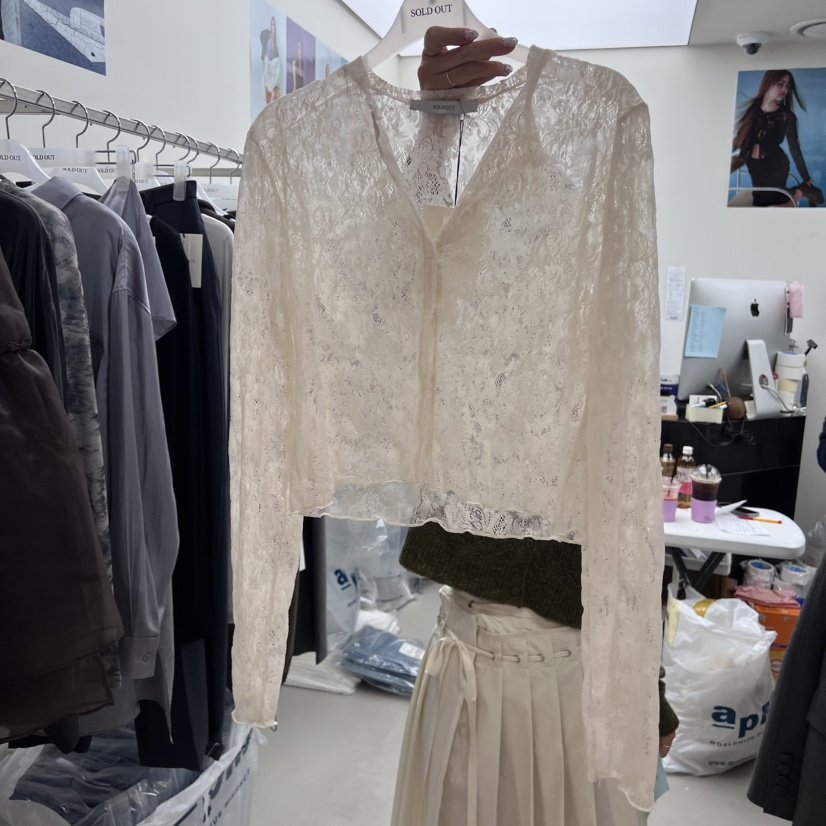 SOLD OUT東大門㊣實拍女裝新品25秋冬推薦襯衫蕾絲衫蕾絲開衫SOLD OUT襯衫/蕾絲衫圖色2