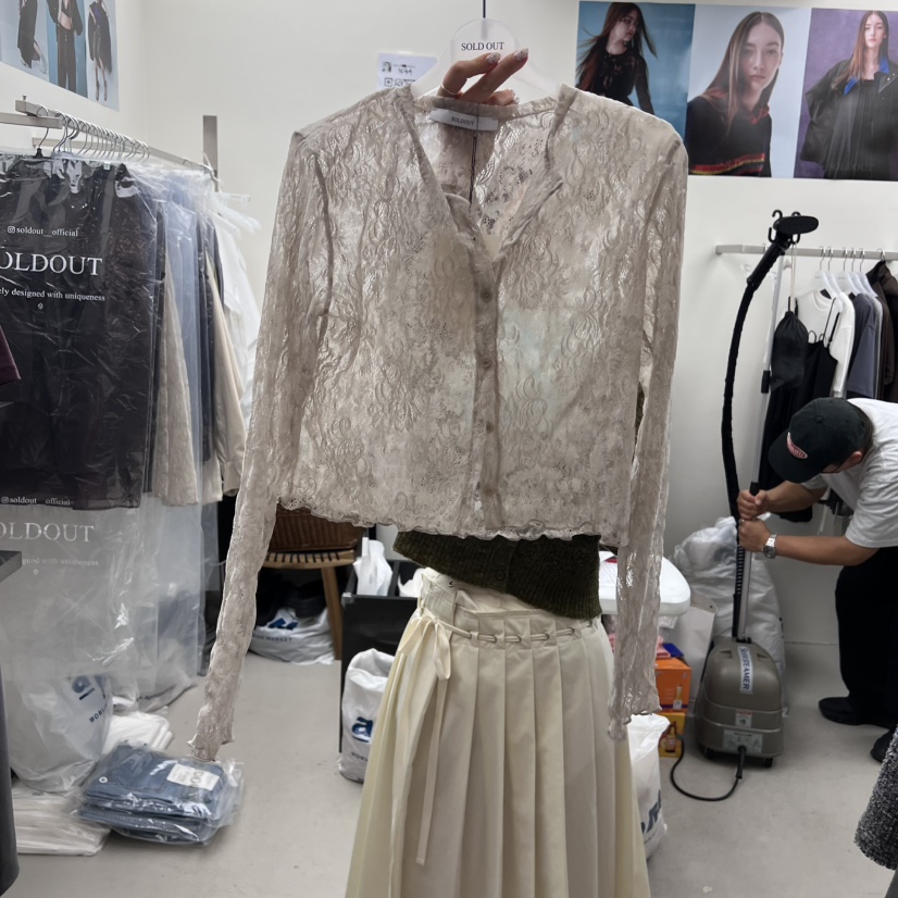 SOLD OUT東大門㊣實拍女裝新品25秋冬推薦襯衫蕾絲衫蕾絲開衫SOLD OUT襯衫/蕾絲衫圖色3