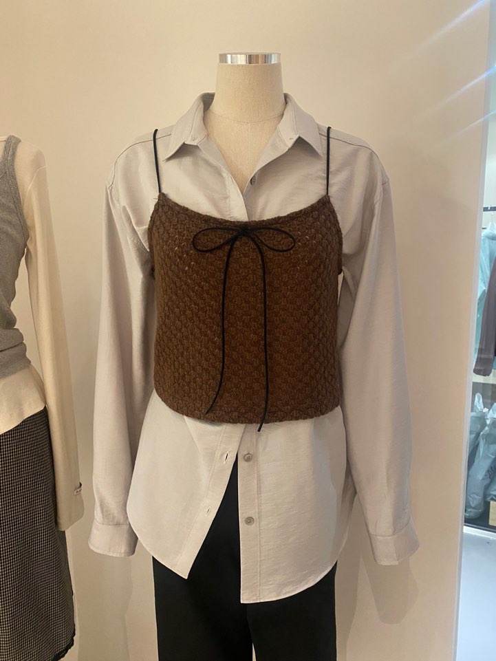 BOUTIQUE SEOUL-P東大門㊣代購女士新品熱賣25秋冬吊帶背心ANDMORE BUTTON吊帶/背心圖色3