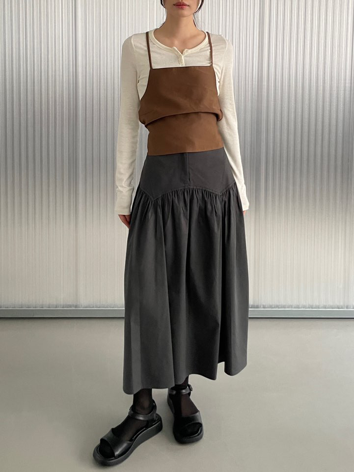 BOUTIQUE SEOUL-P東大門㊣代購女士新款休閑推薦25秋冬長裙ANDMORE BUTTON長裙