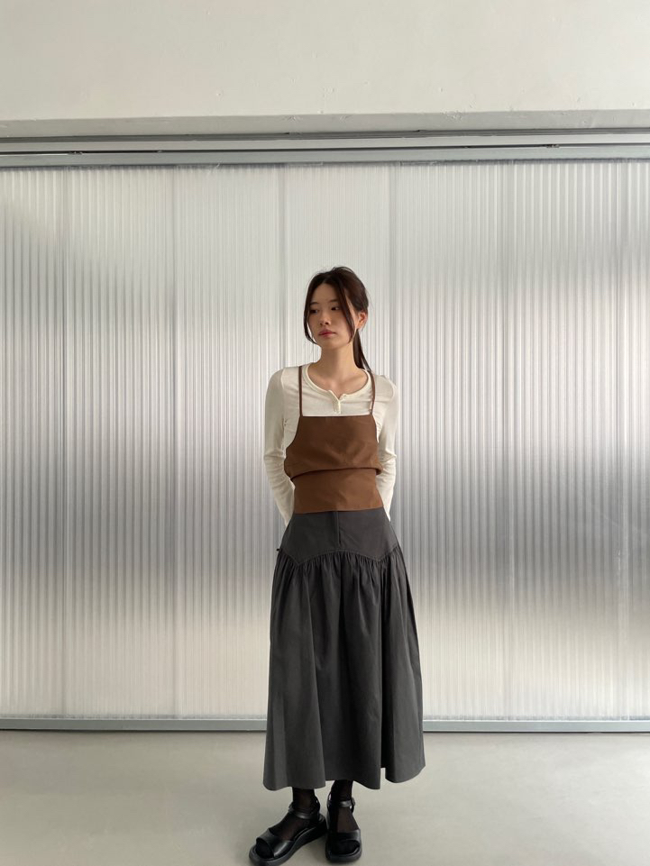 BOUTIQUE SEOUL-P東大門㊣代購女士新款休閑推薦25秋冬長裙ANDMORE BUTTON長裙