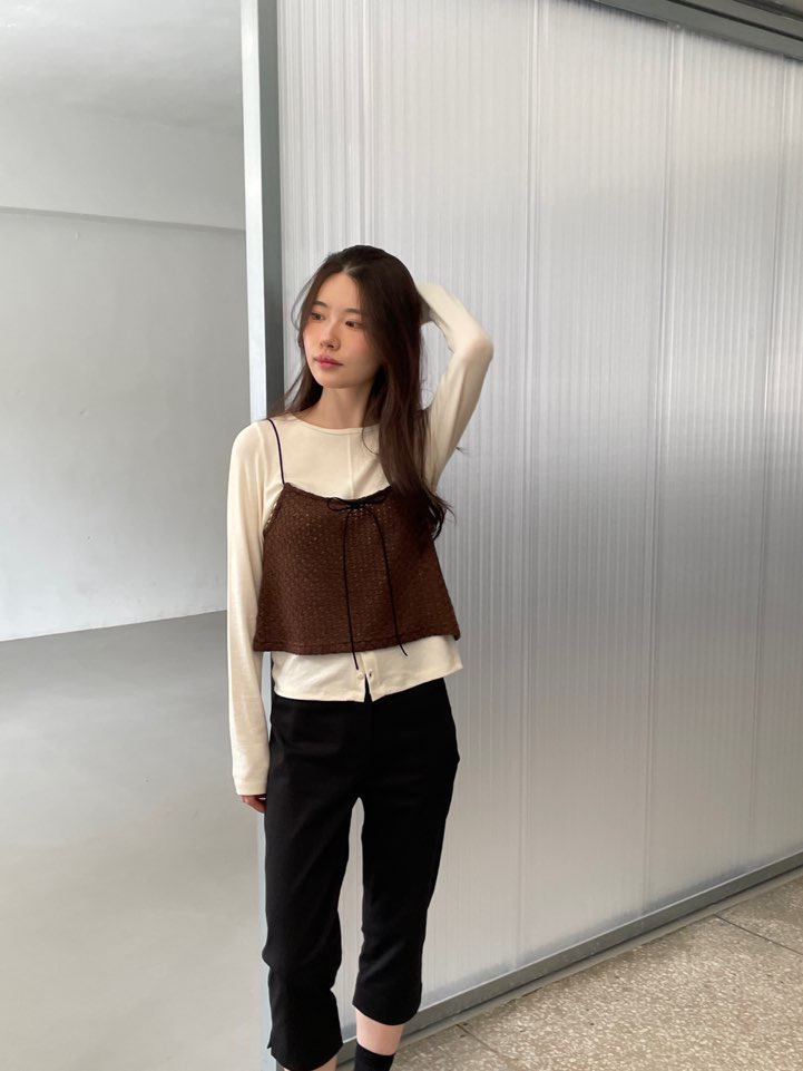 BOUTIQUE SEOUL-P韓國代購㊣女裝新款時尚25秋冬長袖T恤雙面ANDMORE BUTTON長袖T恤