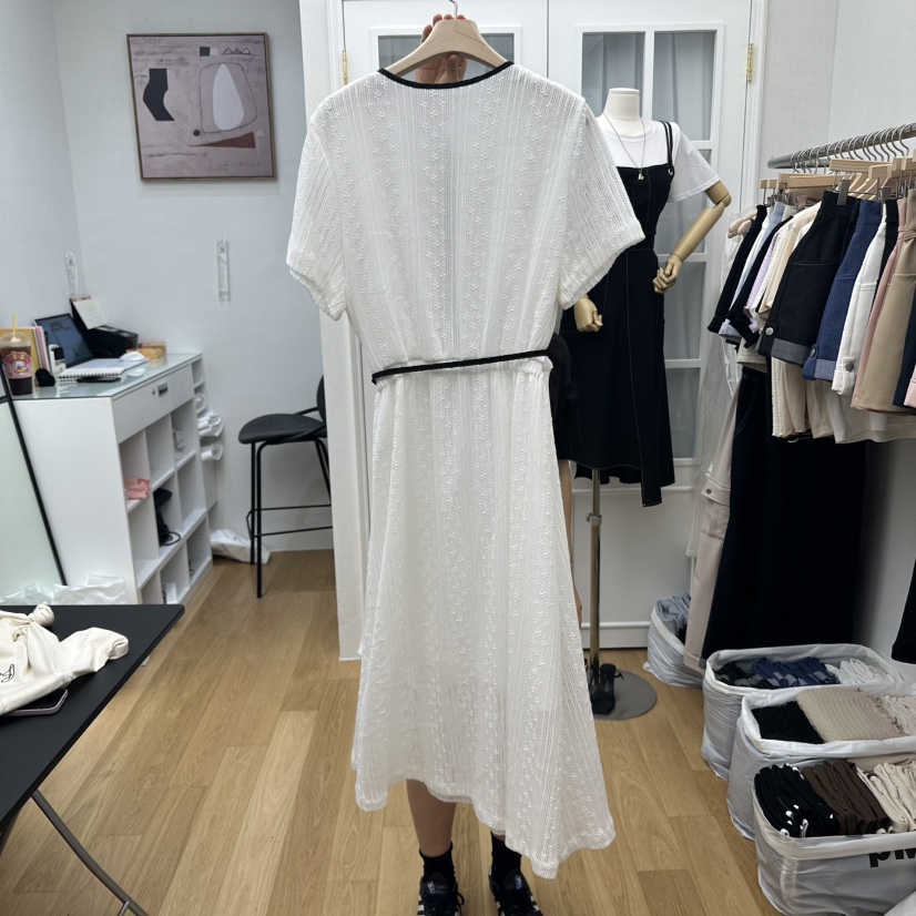 RE:FRESH-L韓國直郵㊣女裝新品25秋冬時尚休閑連衣裙含腰繩RE:FRESH連衣裙