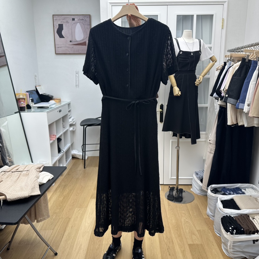 RE:FRESH-L韓國直郵㊣女裝新品25秋冬時尚休閑連衣裙含腰繩RE:FRESH連衣裙圖色3