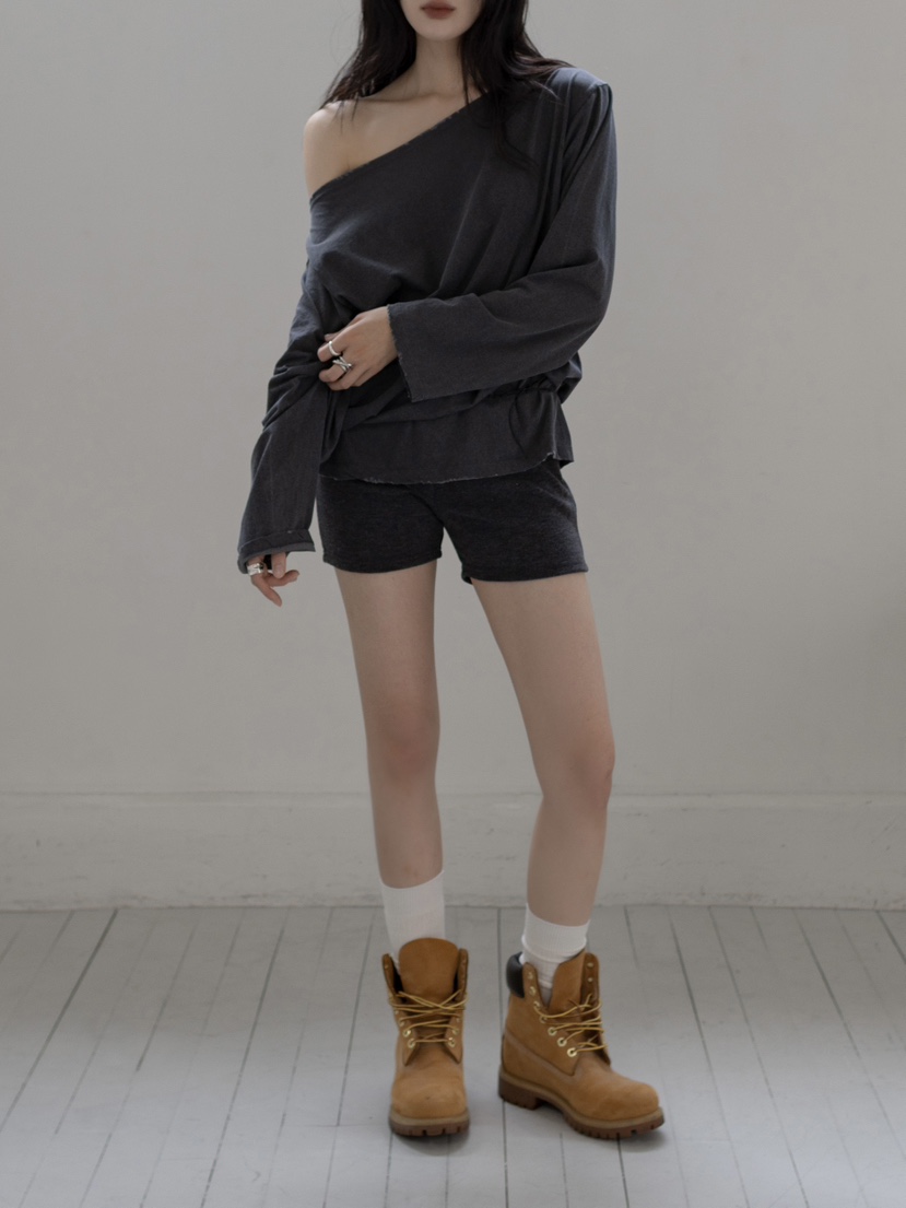 INSSENSE-A東大門㊣實拍女士新款職業25秋冬人氣長袖T恤露肩INSSENSE-A長袖T恤
