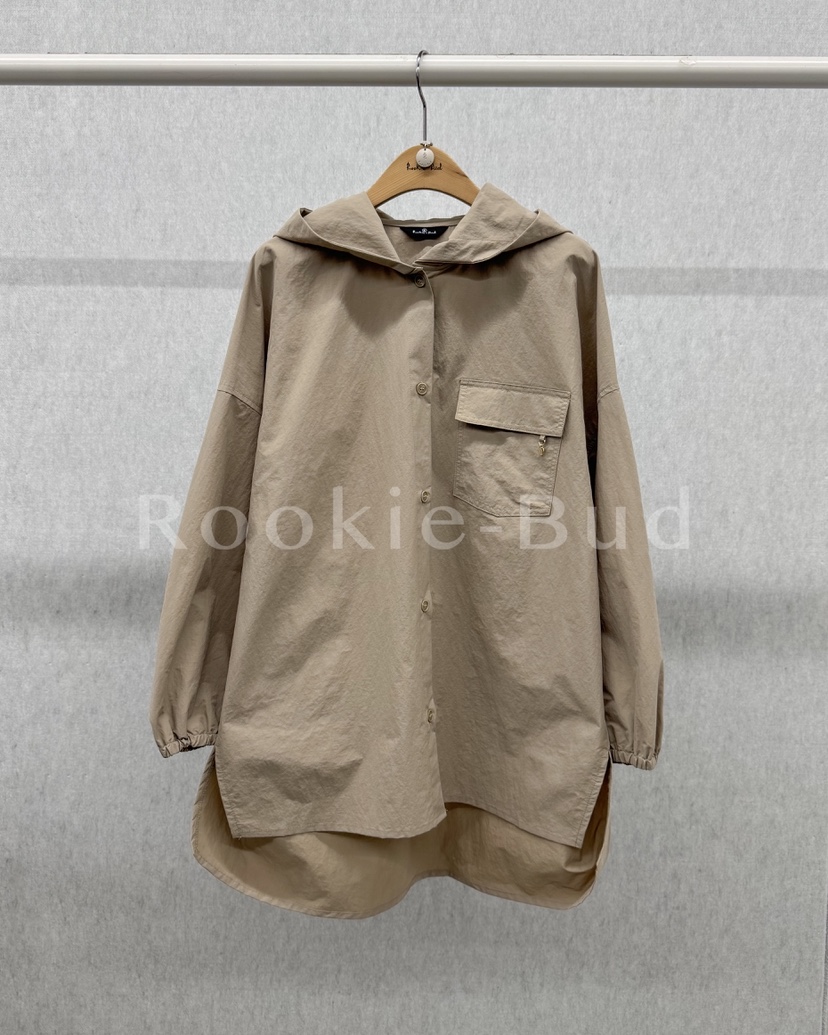 ROOKIE BUD東大門㊣代購女裝新品人氣推薦襯衫蕾絲衫尼龍兜帽ROOKIE BUD-L襯衫/蕾絲衫