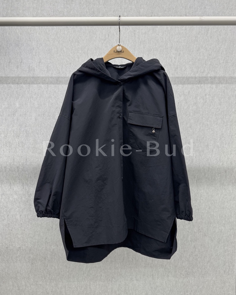 ROOKIE BUD東大門㊣代購女裝新品人氣推薦襯衫蕾絲衫尼龍兜帽ROOKIE BUD-L襯衫/蕾絲衫圖色3