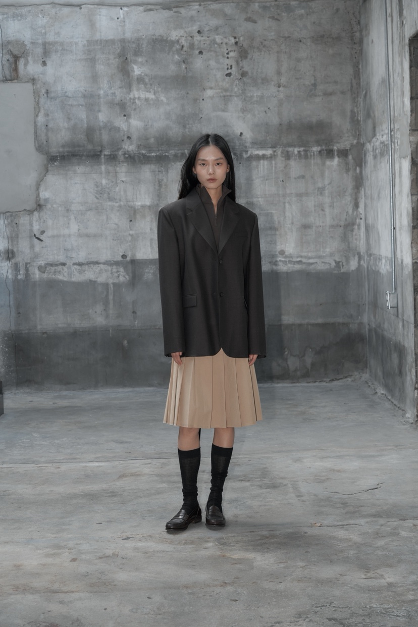 JEONG GAM STUDIOS東大門㊣實拍女士新品25秋冬半身裙中短裙褶皺JEONG GAM半身裙/中短裙