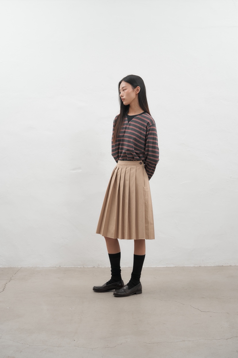JEONG GAM STUDIOS東大門㊣實拍女士新品25秋冬半身裙中短裙褶皺JEONG GAM半身裙/中短裙