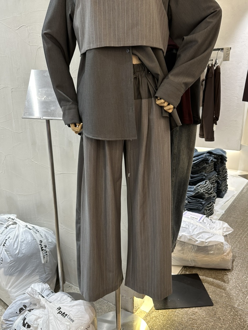 INSSENSE-A韓國直郵㊣女士新款推薦25秋冬時尚休閑褲條紋綁帶INSSENSE-A休閑褲