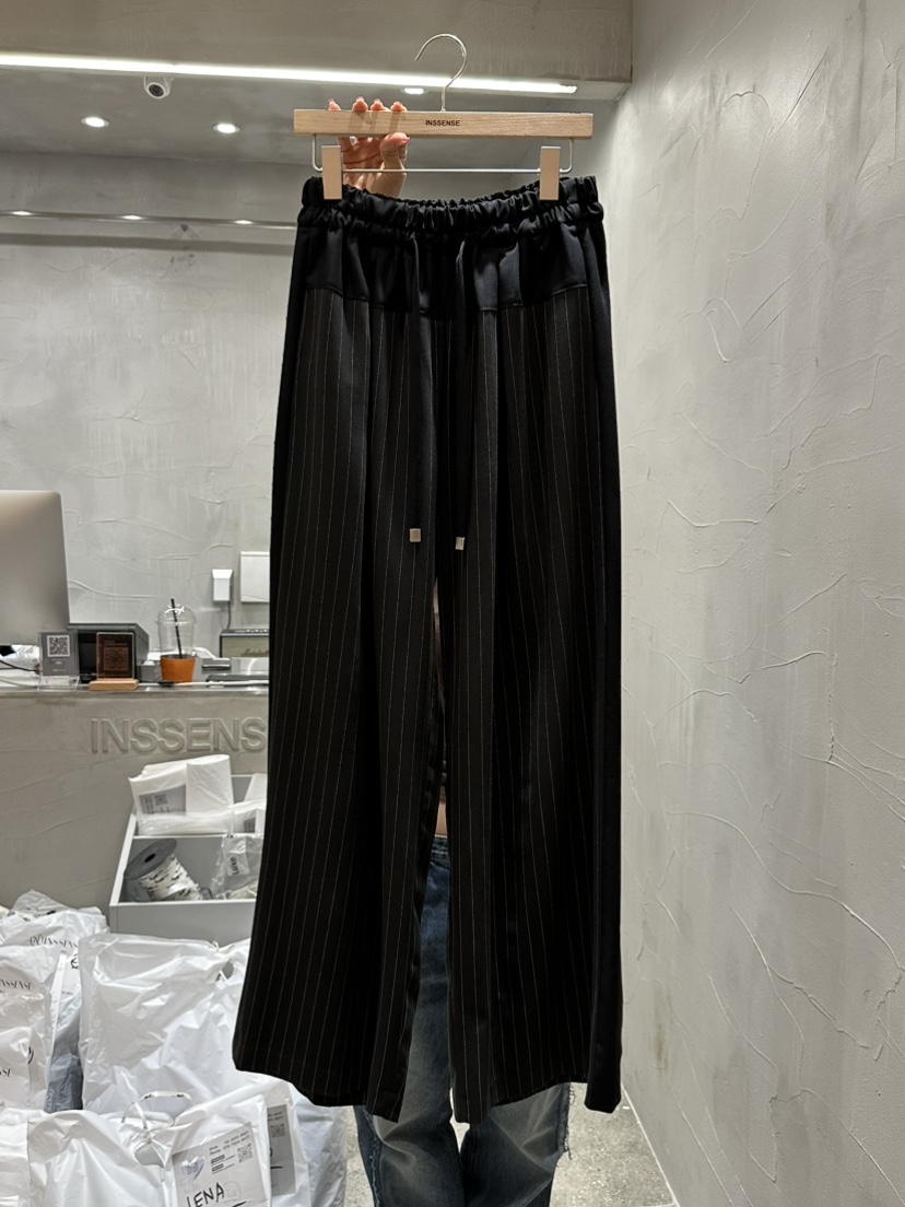INSSENSE-A韓國直郵㊣女士新款推薦25秋冬時尚休閑褲條紋綁帶INSSENSE-A休閑褲圖色1