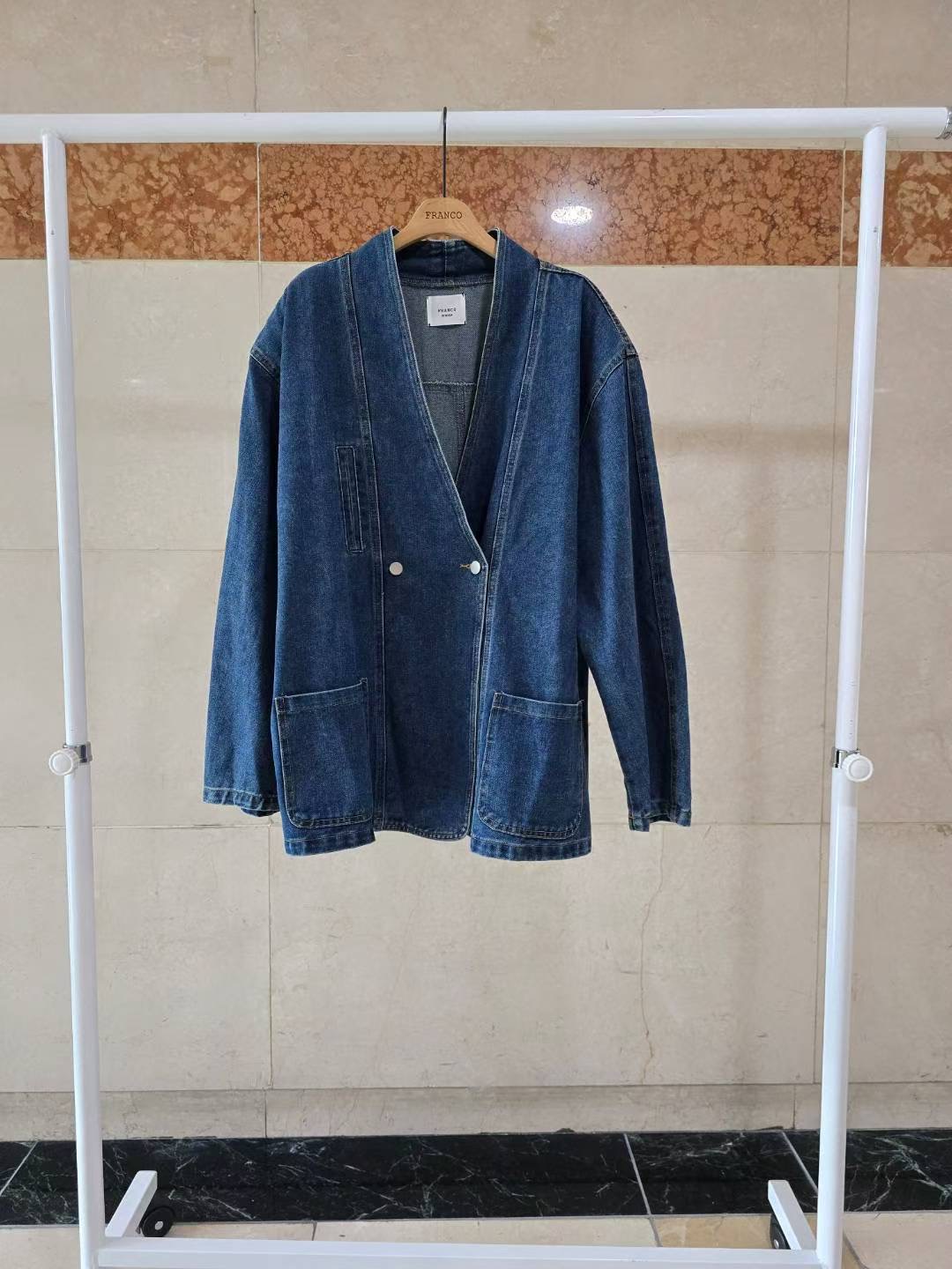 FRANCO3韓國代購㊣女士新品時尚25秋冬人氣職業真品休閑夾克FRANCO3夾克圖色1
