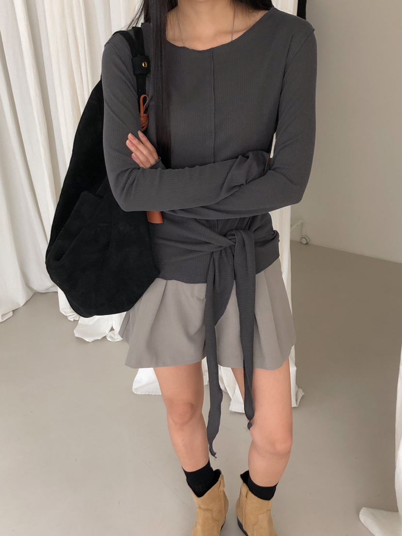 ROUGH韓國代購㊣女士新款25秋冬人氣熱賣真品職業推薦長袖T恤ROUGH長袖T恤
