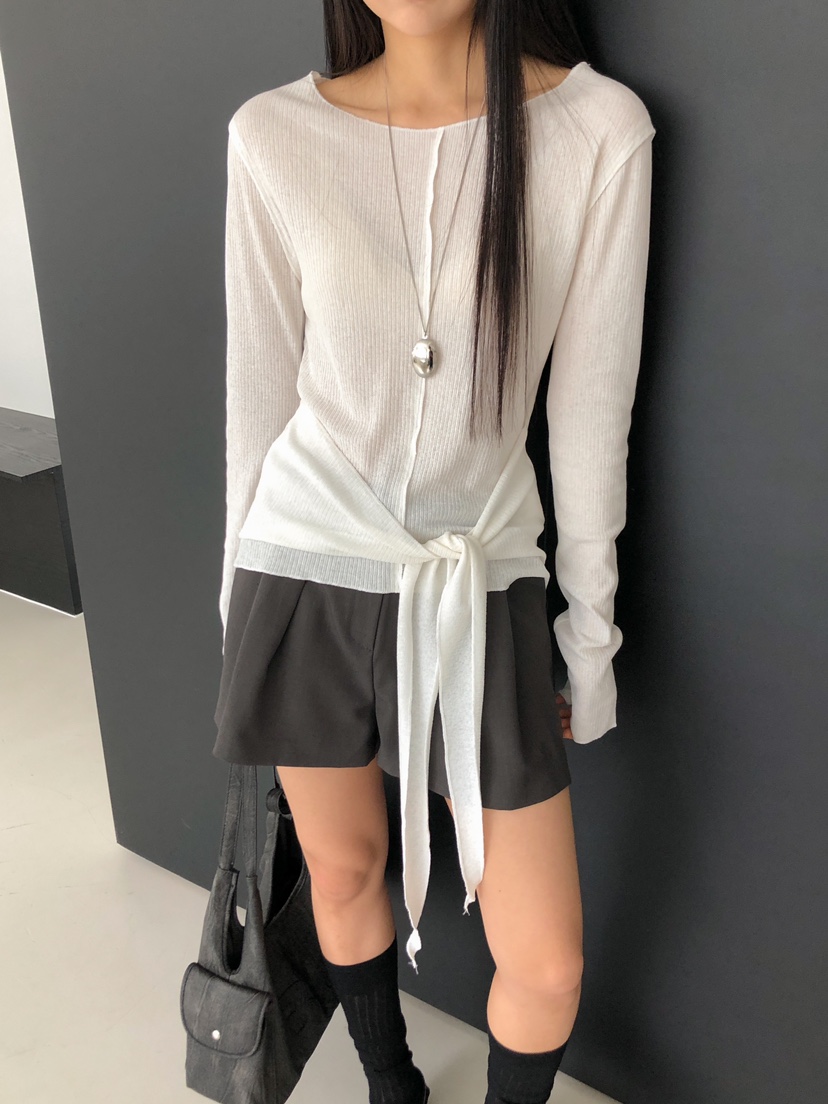 ROUGH韓國代購㊣女士新款25秋冬人氣熱賣真品職業推薦長袖T恤ROUGH長袖T恤