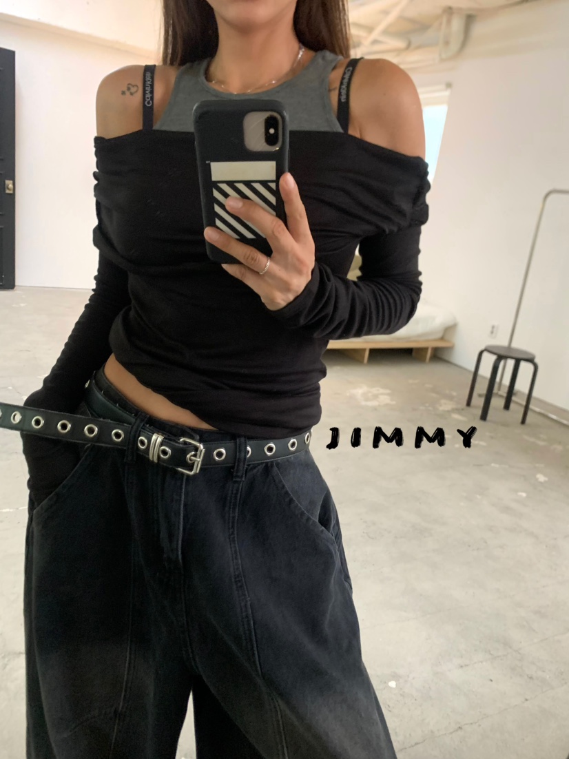 JIMMY東大門㊣實拍女士新品休閑推薦職業25秋冬人氣長袖T恤JIMMY/REMAKE長袖T恤