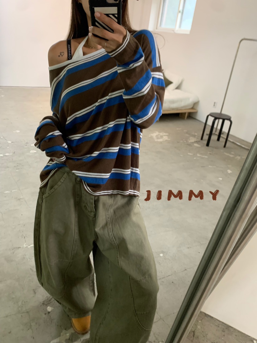 JIMMY韓國代購㊣女裝新款25秋冬職業熱賣推薦休閑套裝套裝條紋JIMMY/REMAKE套裝