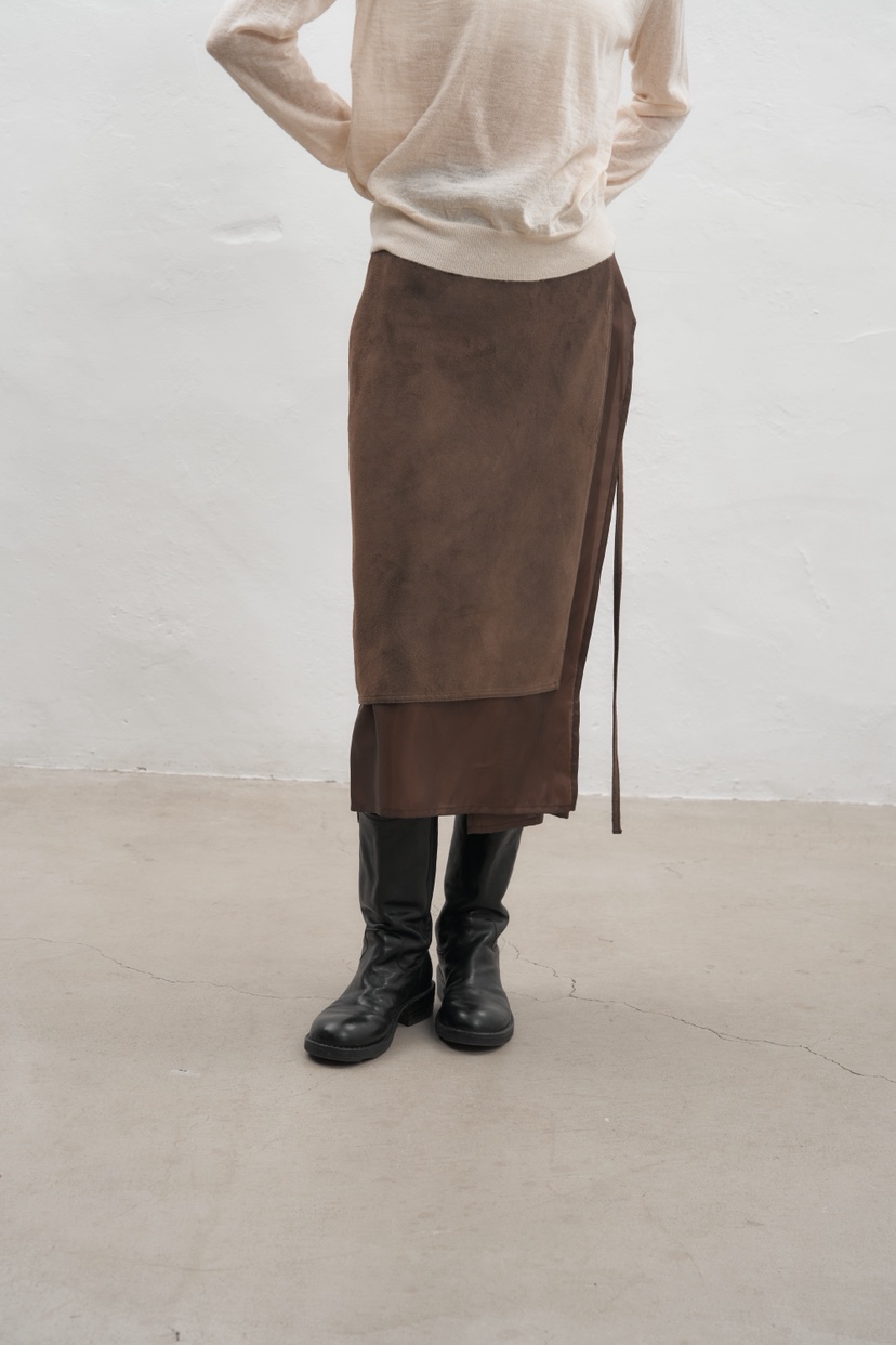 JEONG GAM STUDIOS東大門㊣實拍女裝新款真品半身裙中短裙絨面革JEONG GAM半身裙/中短裙
