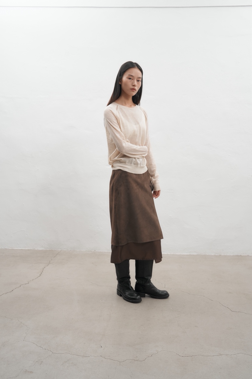 JEONG GAM STUDIOS東大門㊣實拍女裝新款真品半身裙中短裙絨面革JEONG GAM半身裙/中短裙