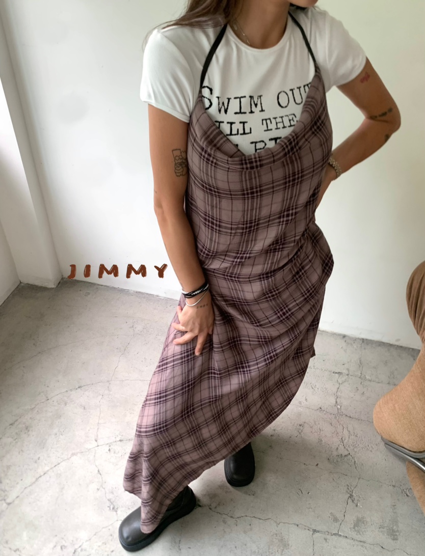 JIMMY東大門㊣代購女裝新款職業真品時尚休閑人氣連衣裙格紋JIMMY/REMAKE連衣裙