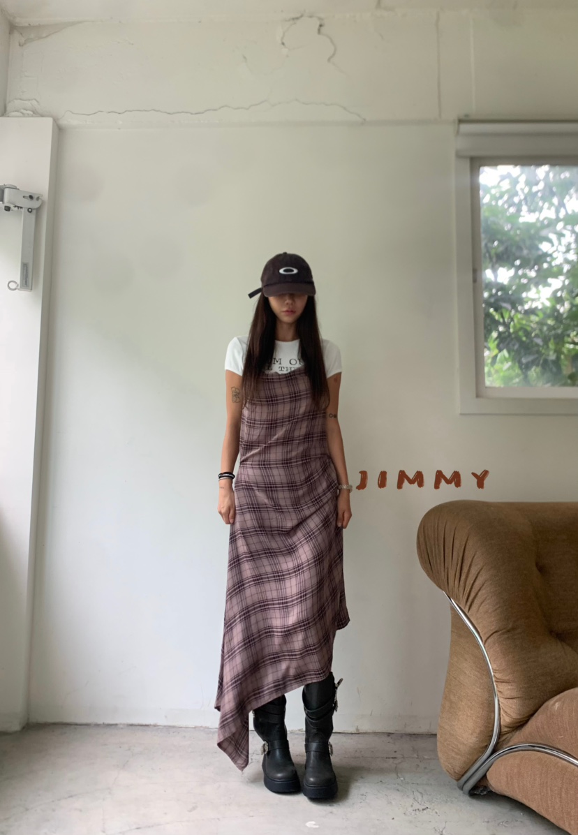 JIMMY東大門㊣代購女裝新款職業真品時尚休閑人氣連衣裙格紋JIMMY/REMAKE連衣裙