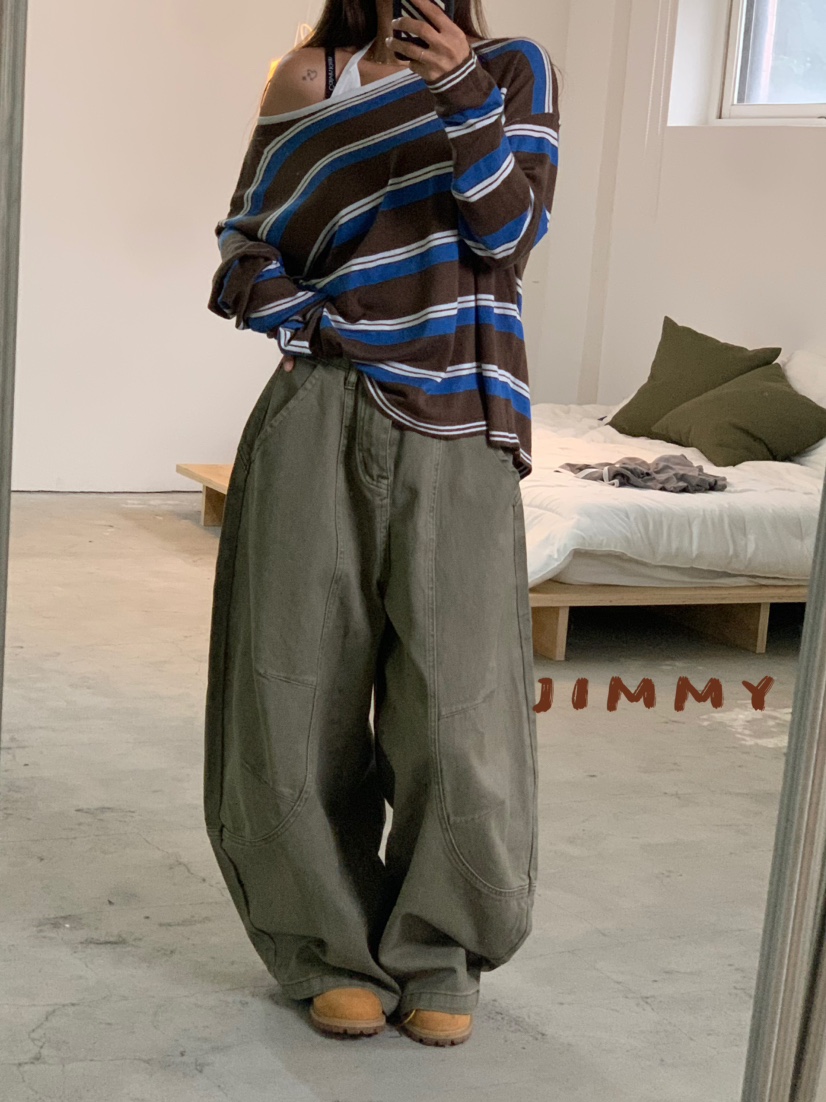 JIMMY東大門㊣實拍女裝新款休閑人氣熱賣25秋冬休閑褲工裝褲圓領JIMMY/REMAKE休閑褲