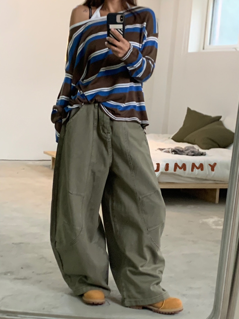 JIMMY東大門㊣實拍女裝新款休閑人氣熱賣25秋冬休閑褲工裝褲圓領JIMMY/REMAKE休閑褲