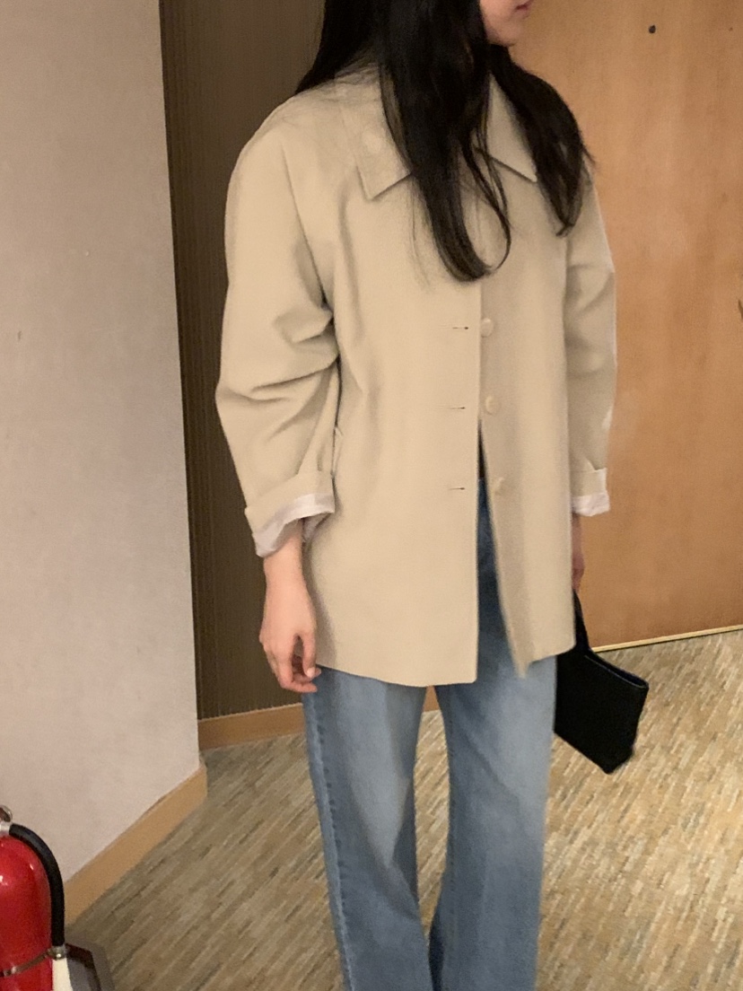 NOUVEAU韓國代購㊣女裝新款職業時尚真品熱賣短款大衣含腰帶NOUVEAU短款大衣