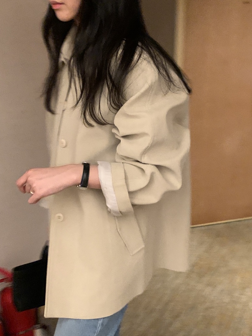 NOUVEAU韓國代購㊣女裝新款職業時尚真品熱賣短款大衣含腰帶NOUVEAU短款大衣