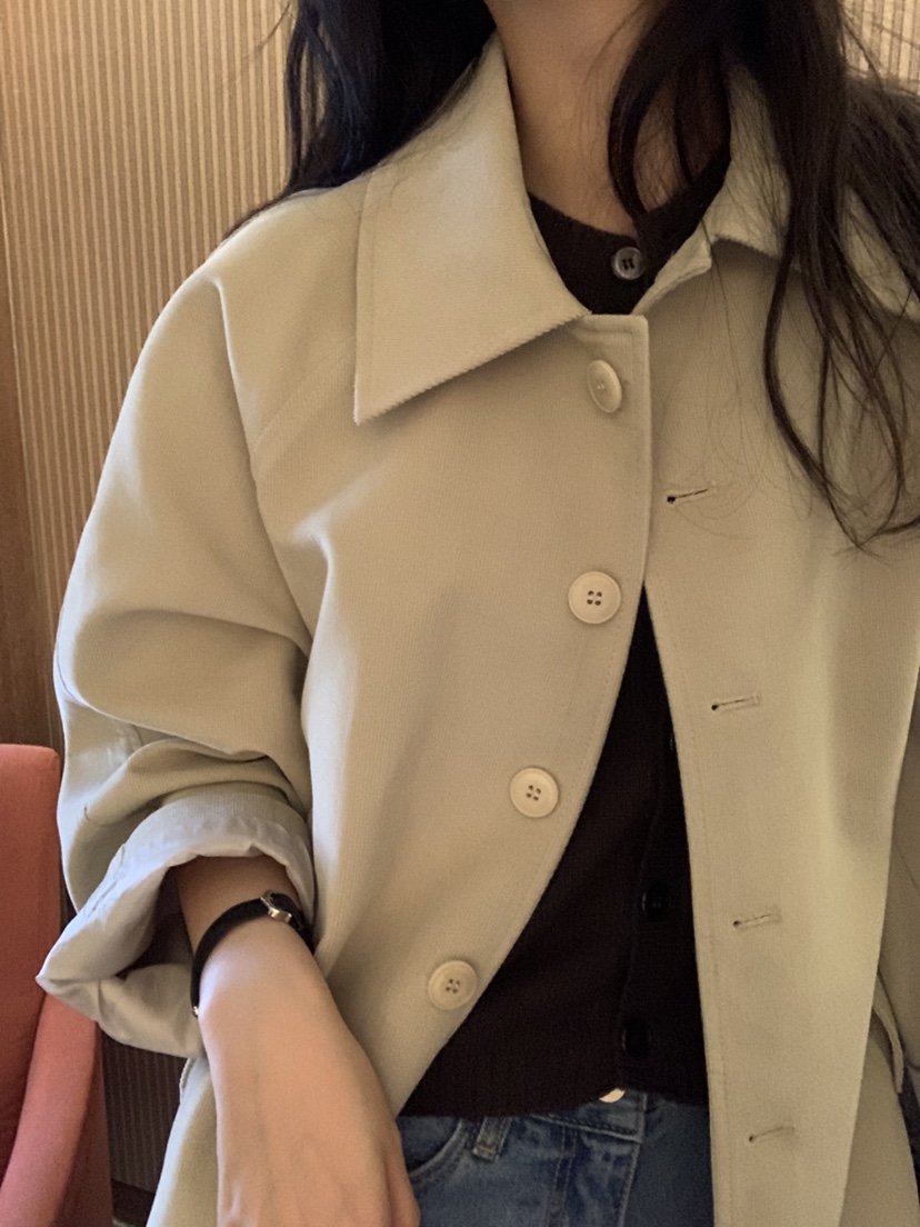NOUVEAU韓國代購㊣女裝新款職業時尚真品熱賣短款大衣含腰帶NOUVEAU短款大衣